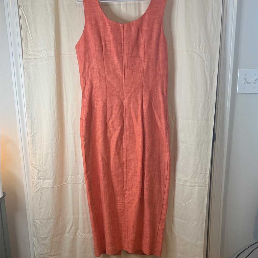 VTG Sleeveless Coral Midi Dress with Gold Buttons - Picture 4 of 9